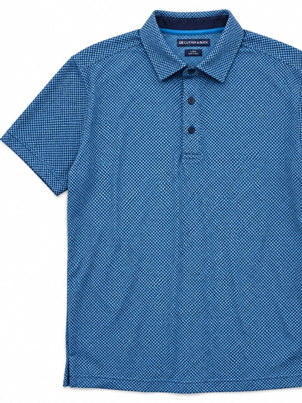 Cutter & Buck Men’s Large Blue Pattern Performance Golf Polo Shirt